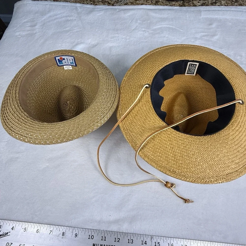 Lot of 2 Straw Hats San Francisco Cowboy Western & CAP Fedora Size M